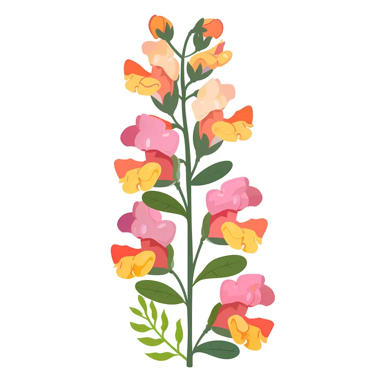 Multicolored Snapdragon Flower Illustration