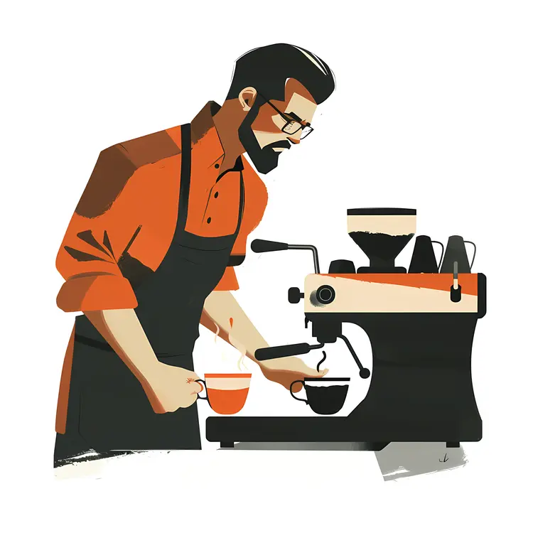 Barista Working with Espresso Machine