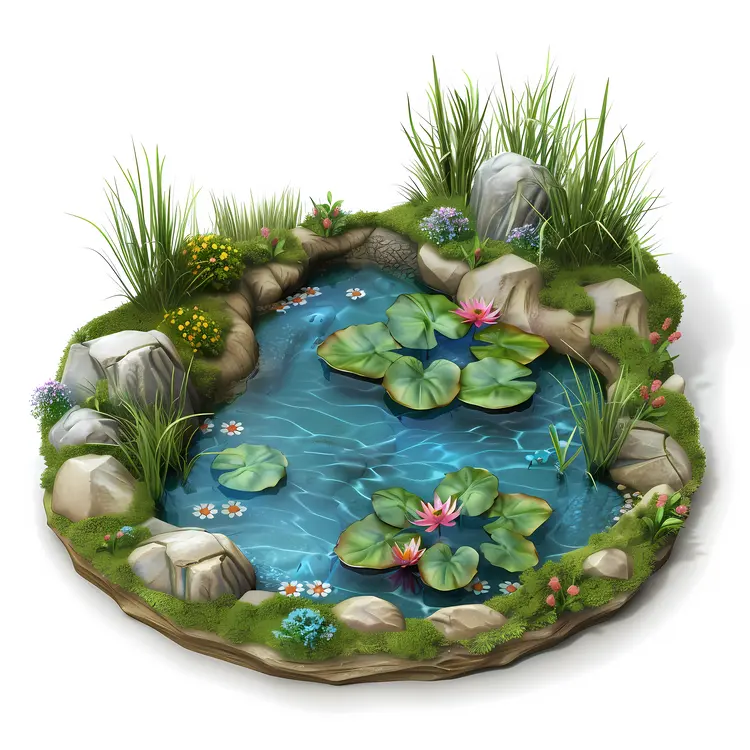 Tranquil Garden Pond with Lily Pads