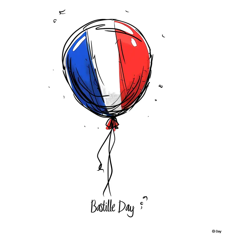 Bastille Day Balloon with French Flag Colors