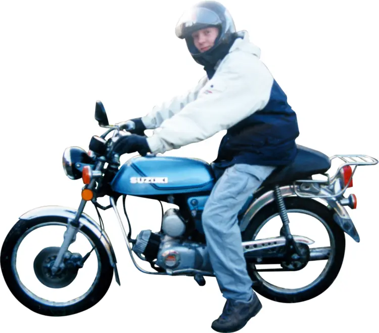 Motorcyclist Riding a Suzuki