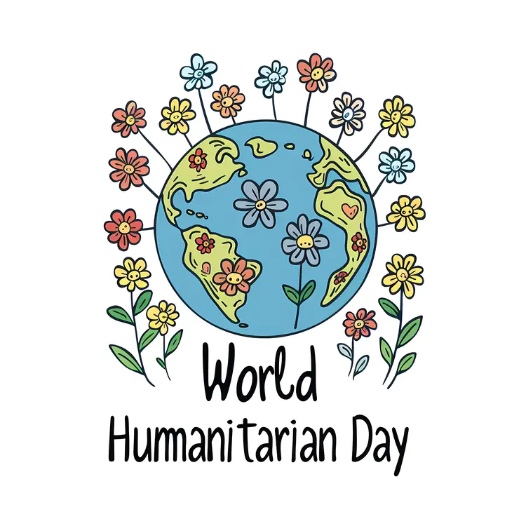 World Humanitarian Day Earth with Flowers