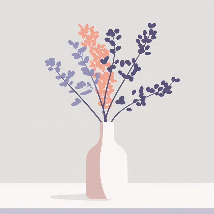 Minimalist Flower Vase with Pastel Flowers