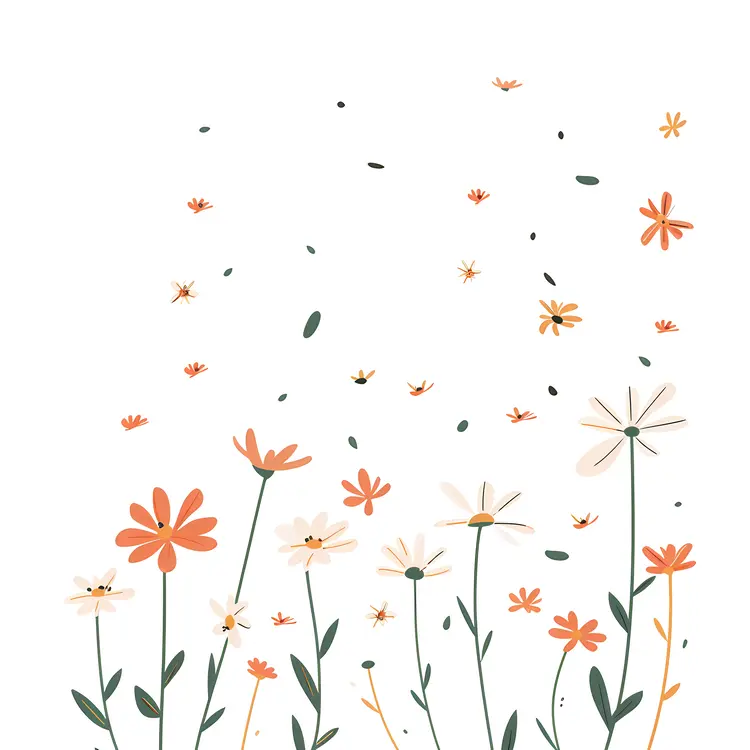 Field of Orange and White Flowers