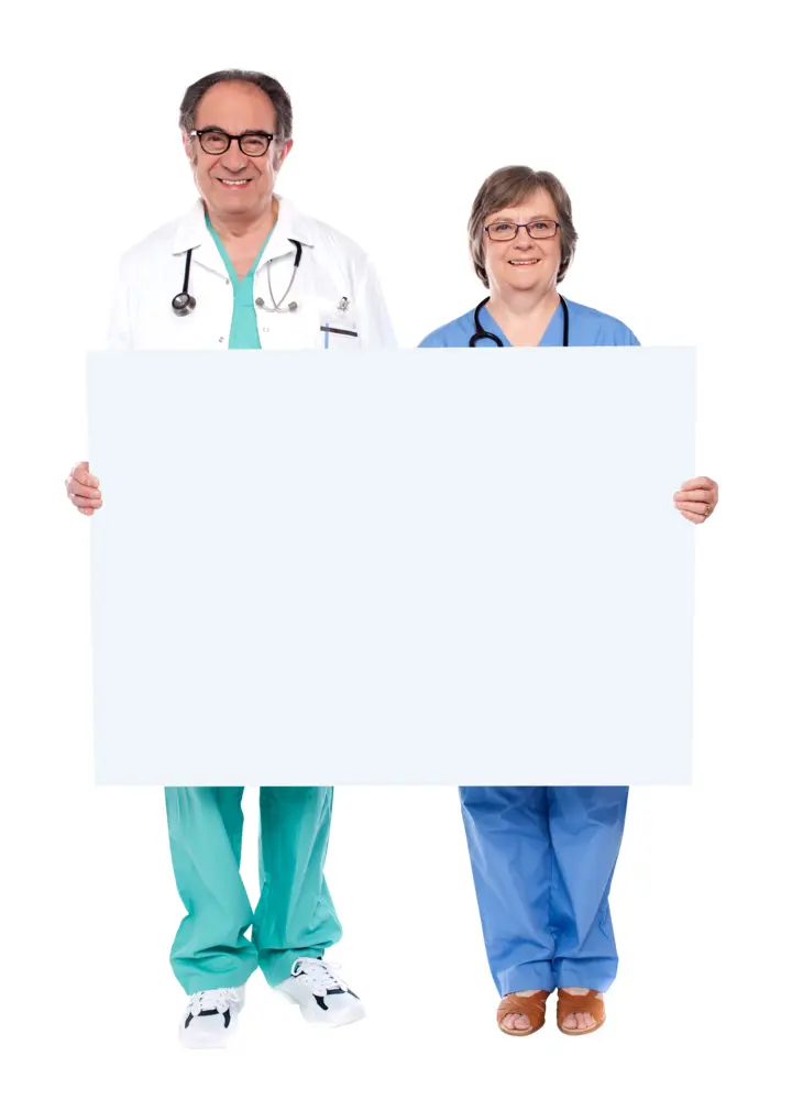 Doctors Holding Blank Sign