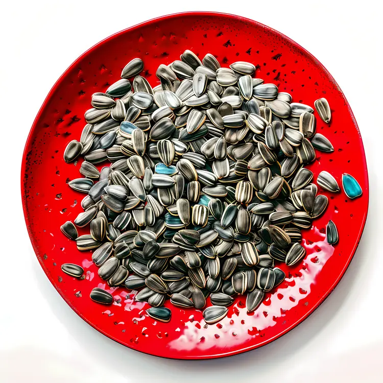 Red Plate of Sunflower Seeds