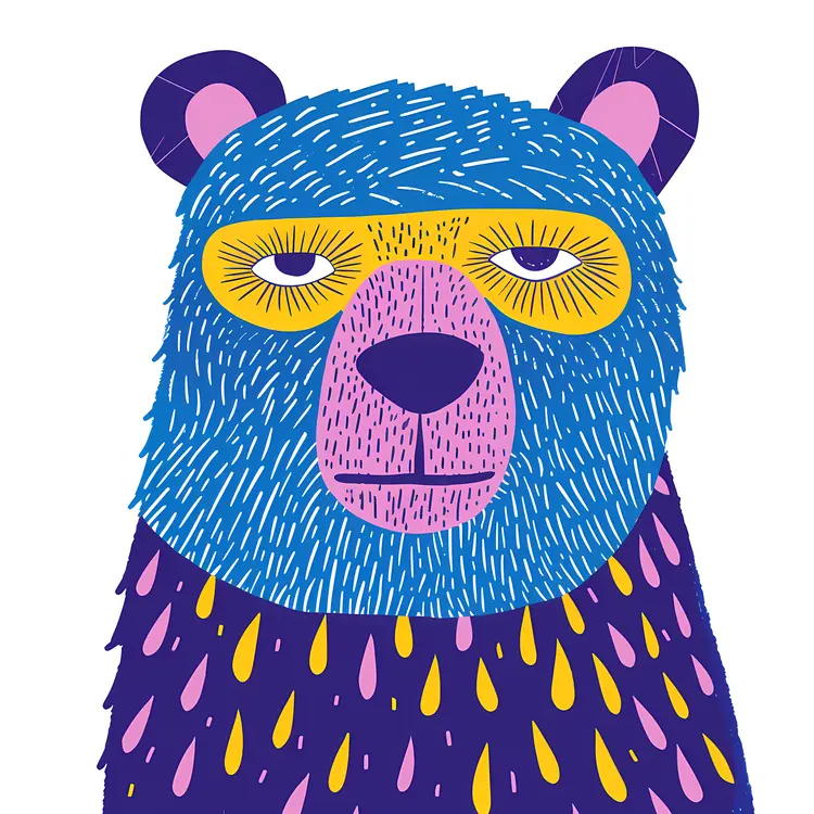 Colorful Bear Cartoon Illustration