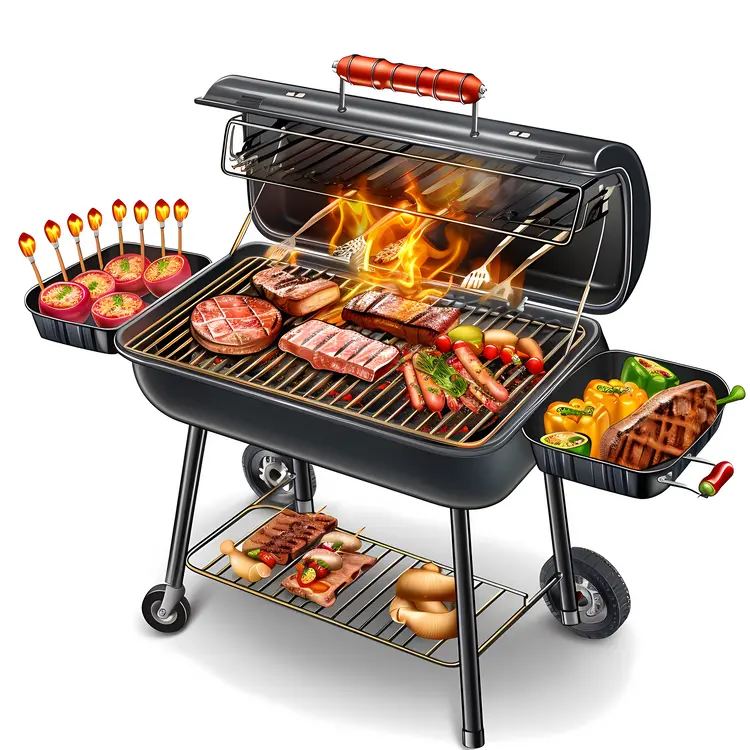 Black Grill with Delicious Food