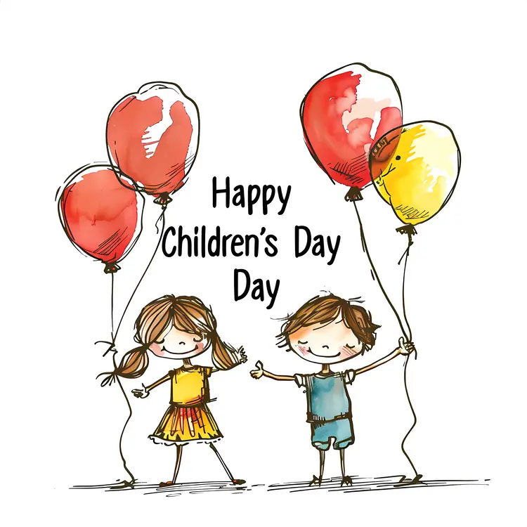 Happy Children's Day with Balloons