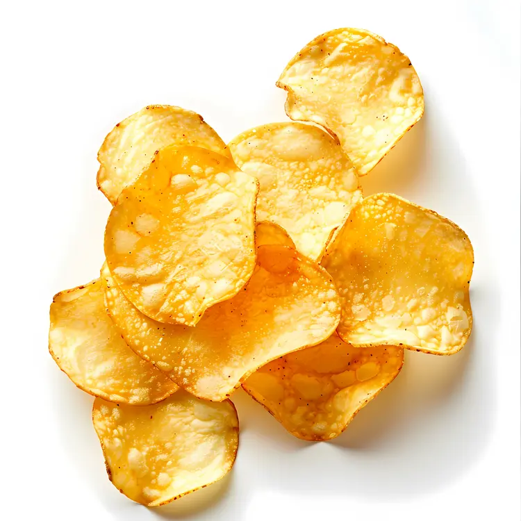 Crispy Potato Chips on White Background