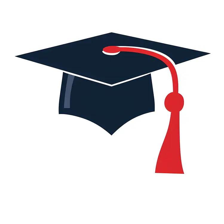 Stylized Graduation Cap with Red Tassel