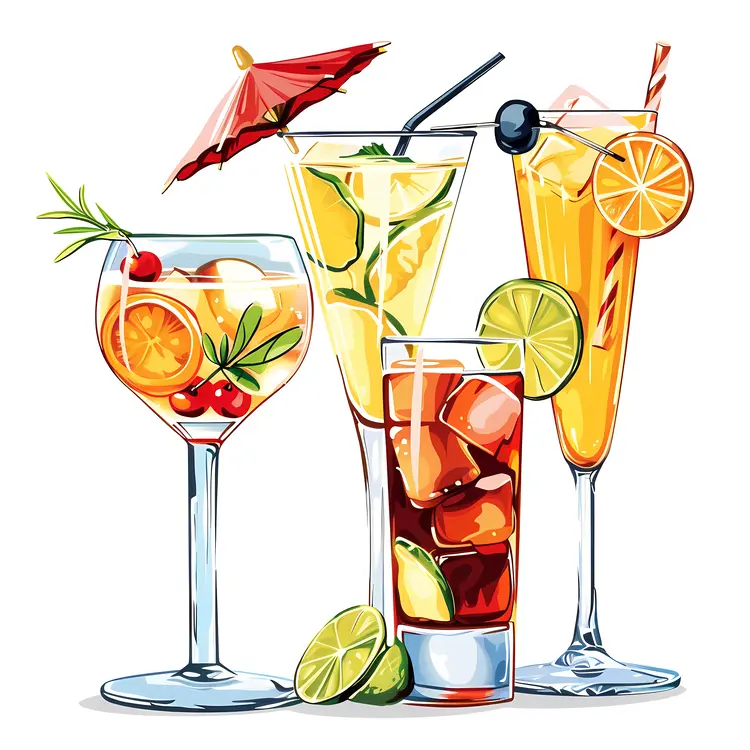 Assorted Cocktails with Fruits
