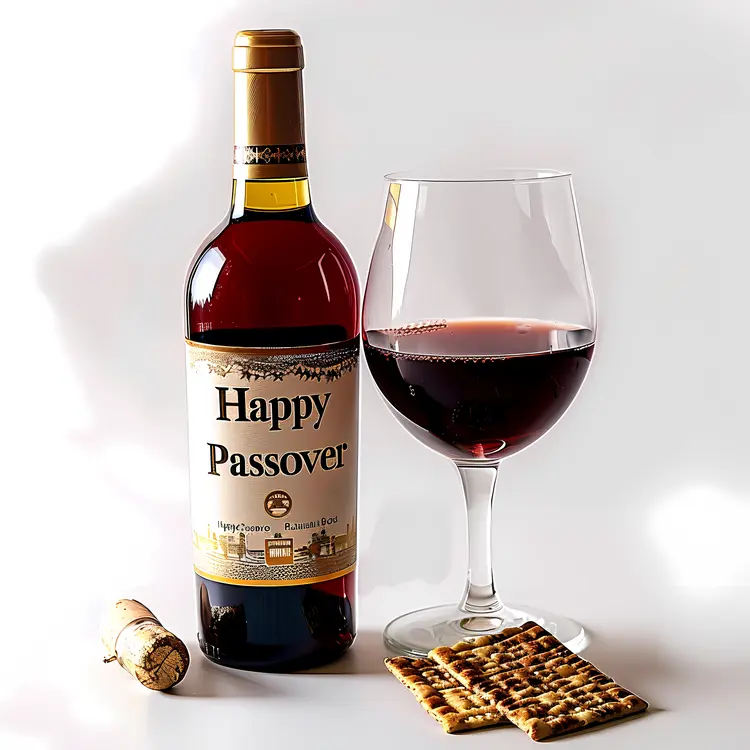 Happy Passover Wine and Matzah