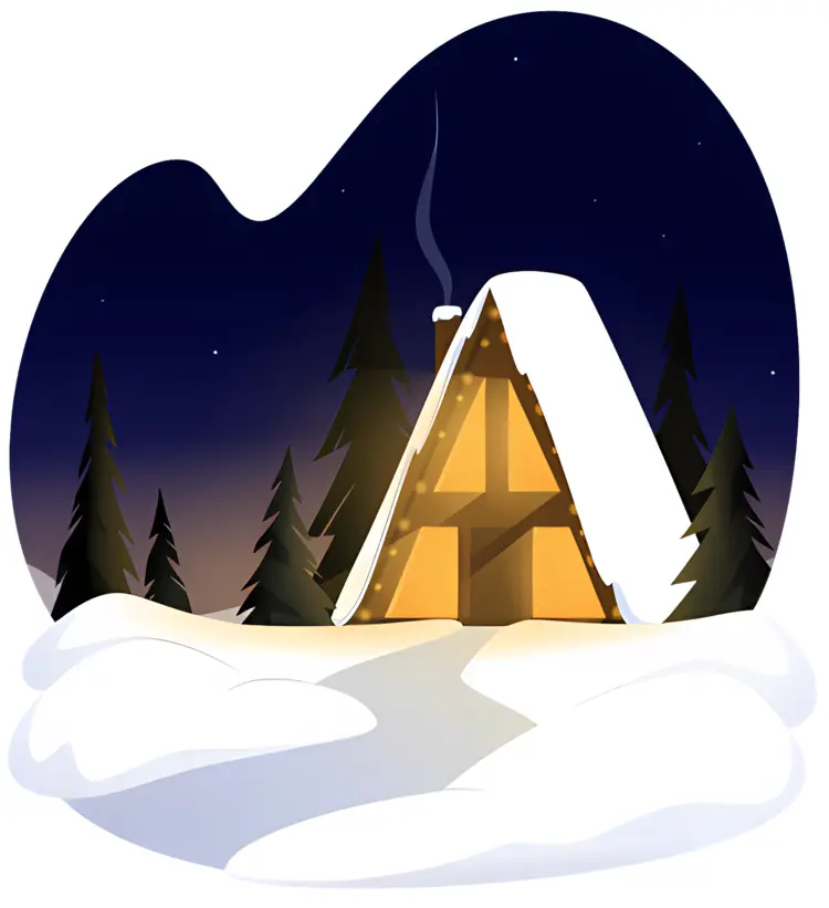 Cozy Cabin in Snowy Night