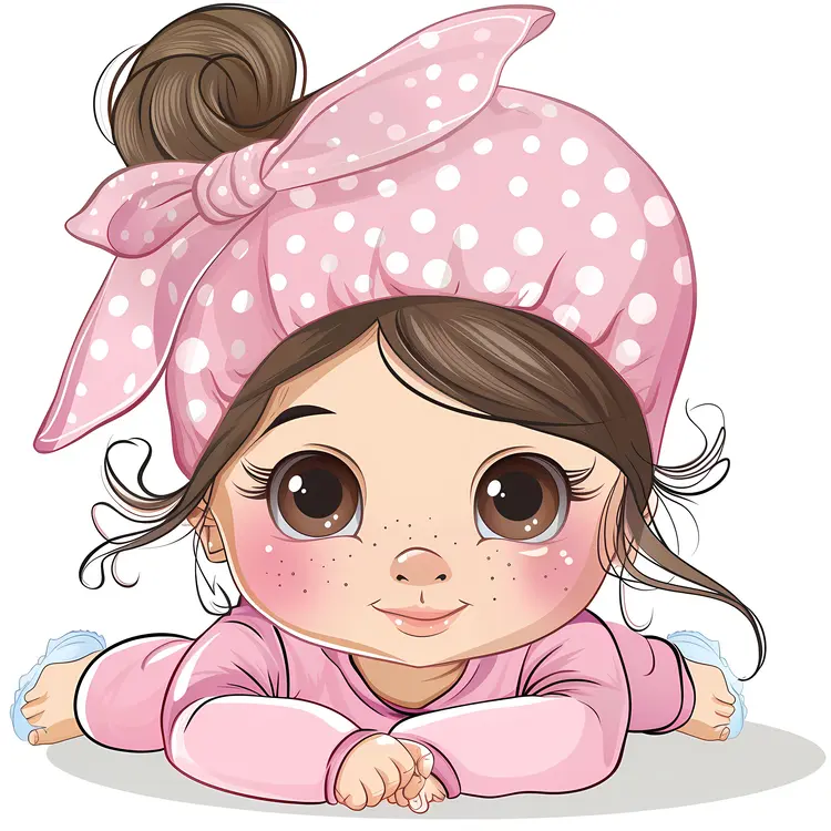 Cartoon Baby with Pink Headband