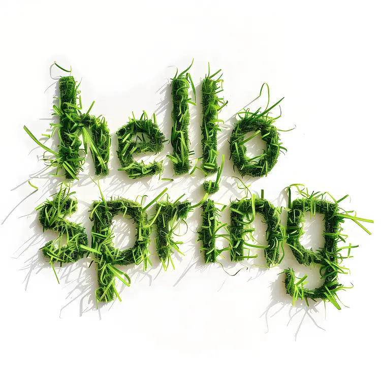 Hello Spring Text with Grass