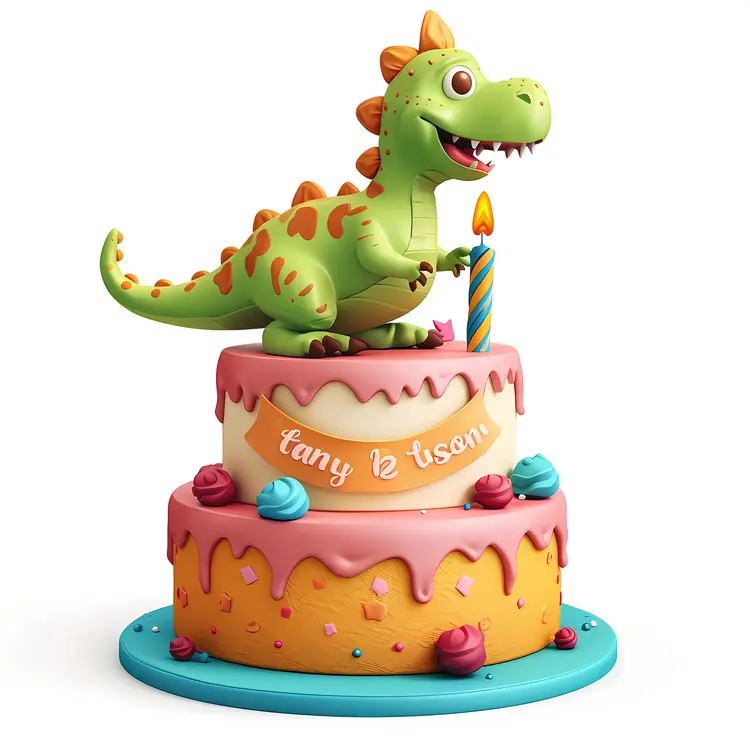 Green Dinosaur Birthday Cake