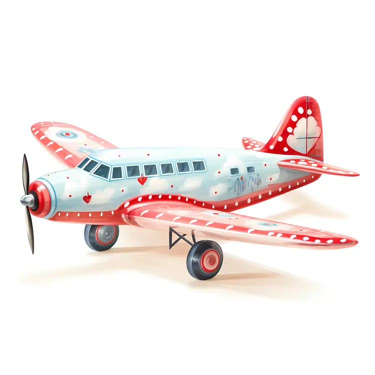 Red and White Airplane with Heart Decorations