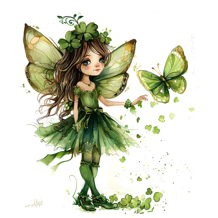 Green Fairy with Butterfly