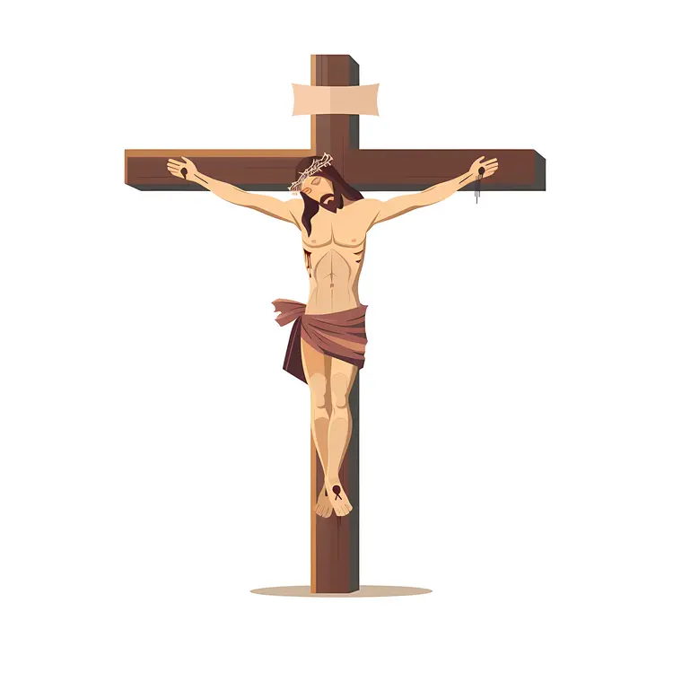Minimalist Crucifix with Jesus Illustration