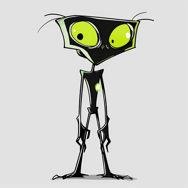Green-Eyed Alien Cartoon Character