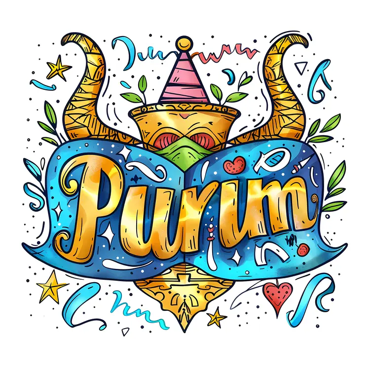 Doodle Purim Mask with Text