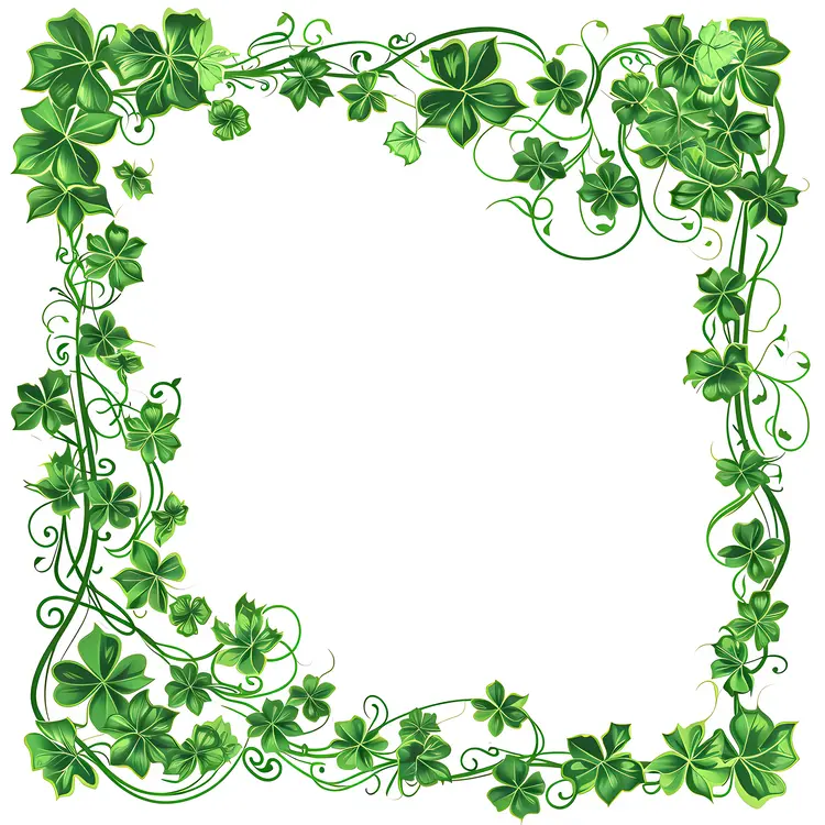 Green Clovers Frame with Vines
