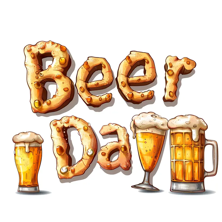Beer Day Celebration with Frothy Beer Mugs
