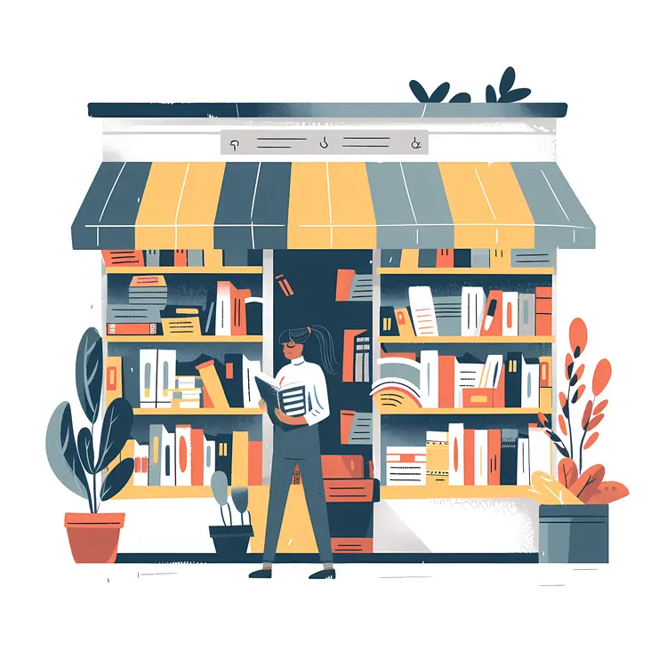Bookstore with Person Reading