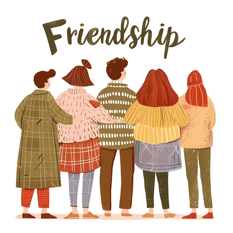 Friendship Illustration with Five People