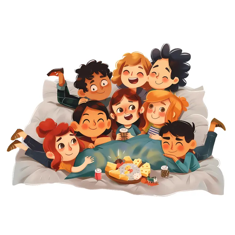 Group of Children Gathering with Snacks