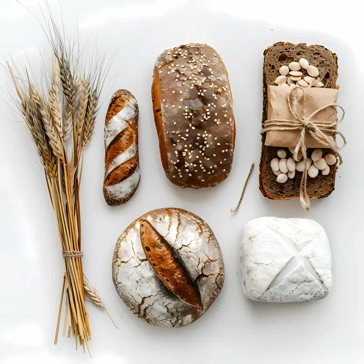 Assorted Bread Loaves with Wheat Stalks