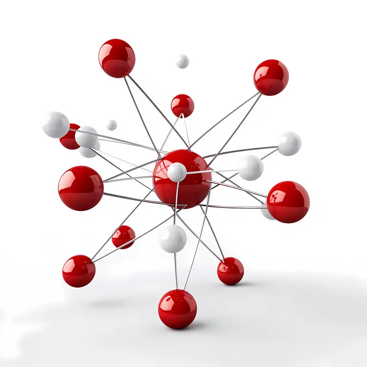 Red and White Molecular Structure
