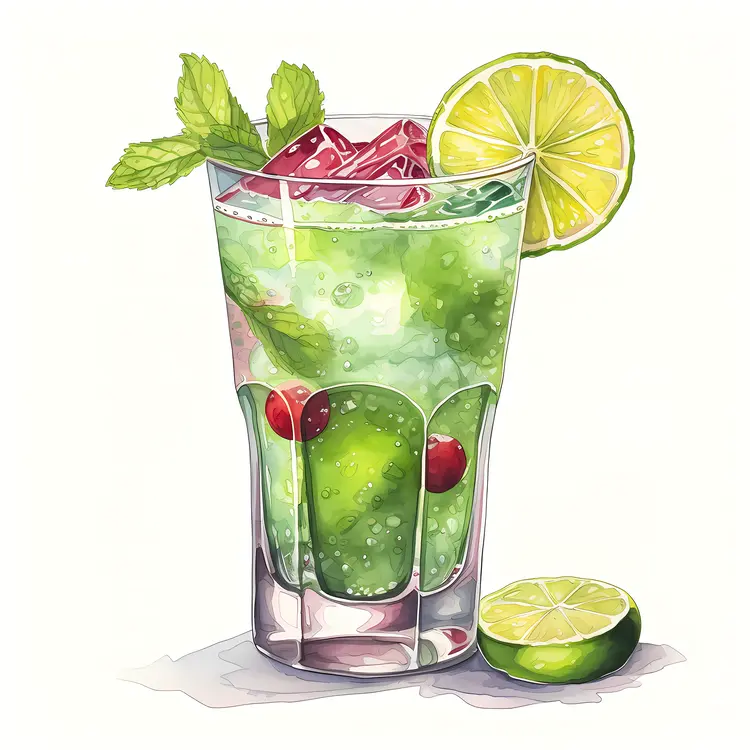 Refreshing Mojito with Mint and Lime
