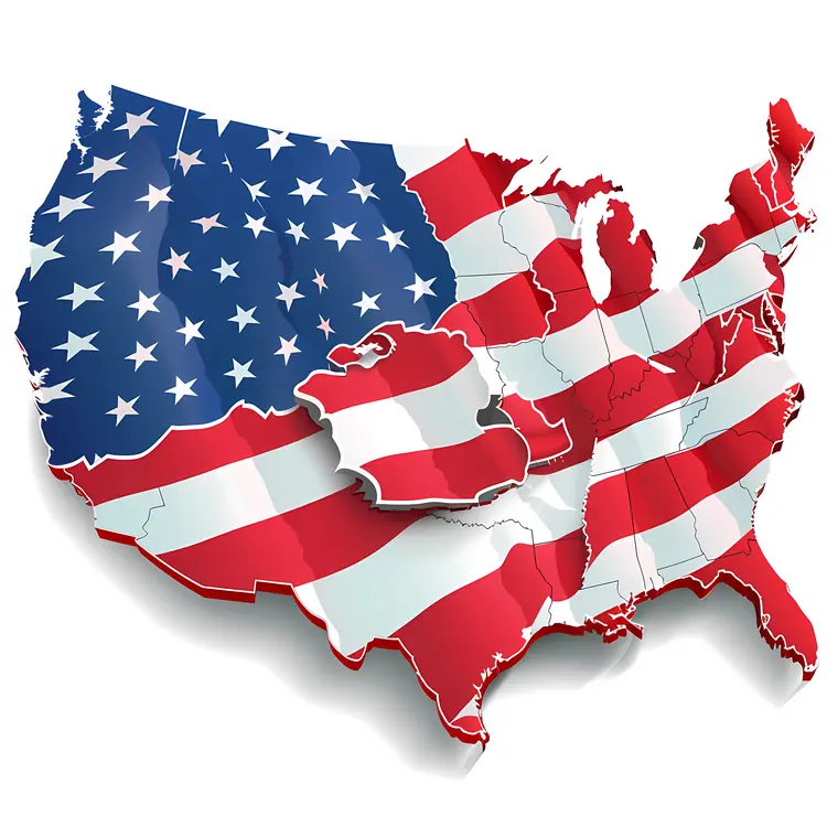 American Map with Flag Design