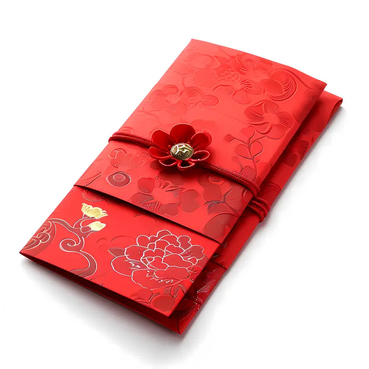 Red Envelope with Flower Decoration for Chinese New Year