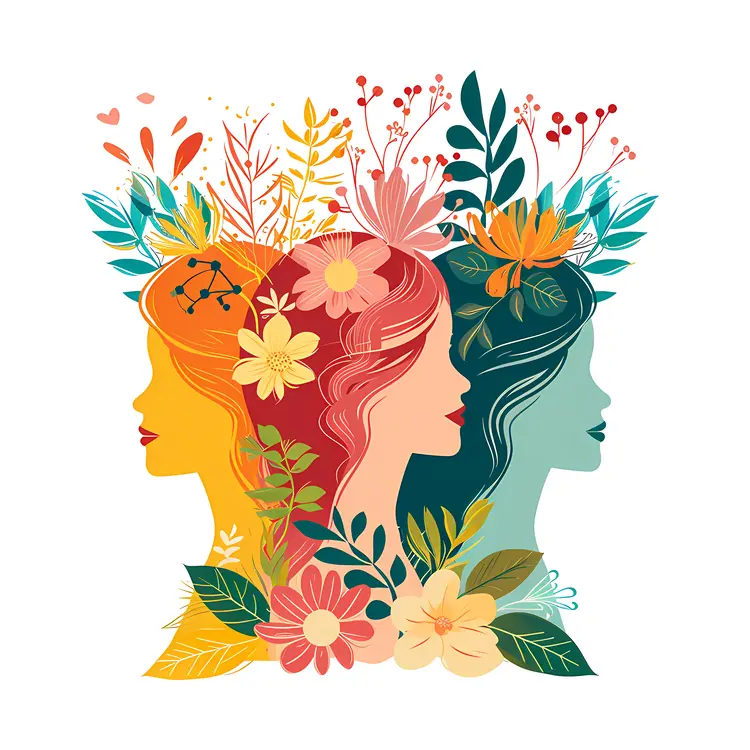 Floral Silhouettes of Women