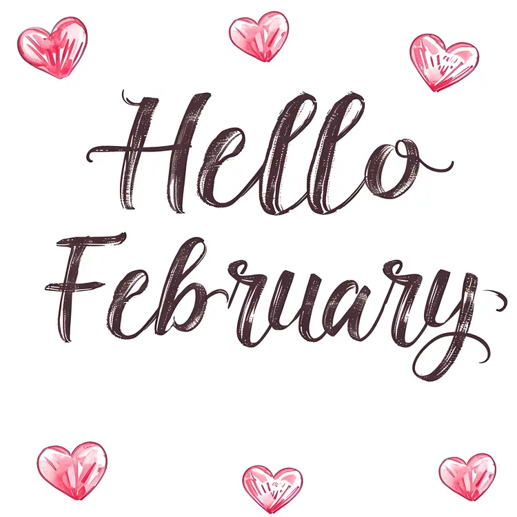Hello February with Pink Hearts