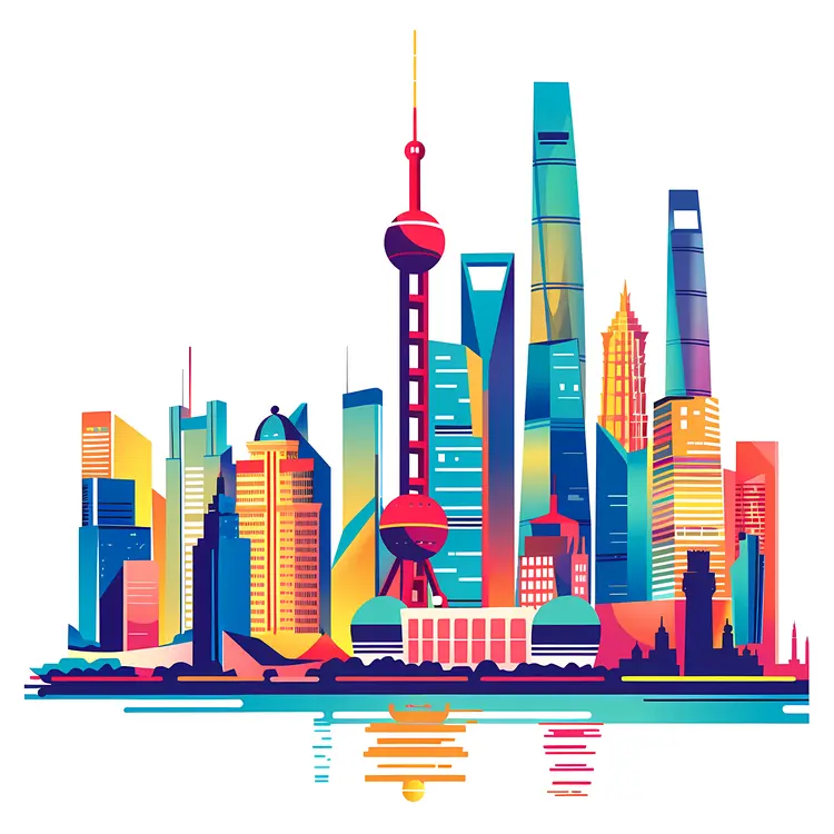 Colorful Shanghai Skyline