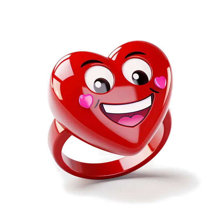 Smiling Red Heart Ring