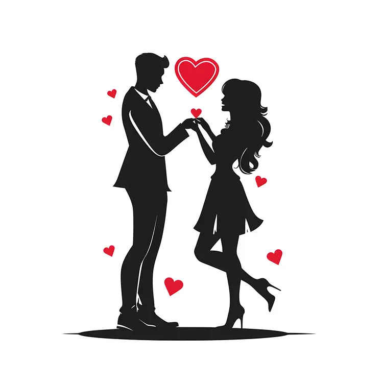 Couple in Love with Hearts