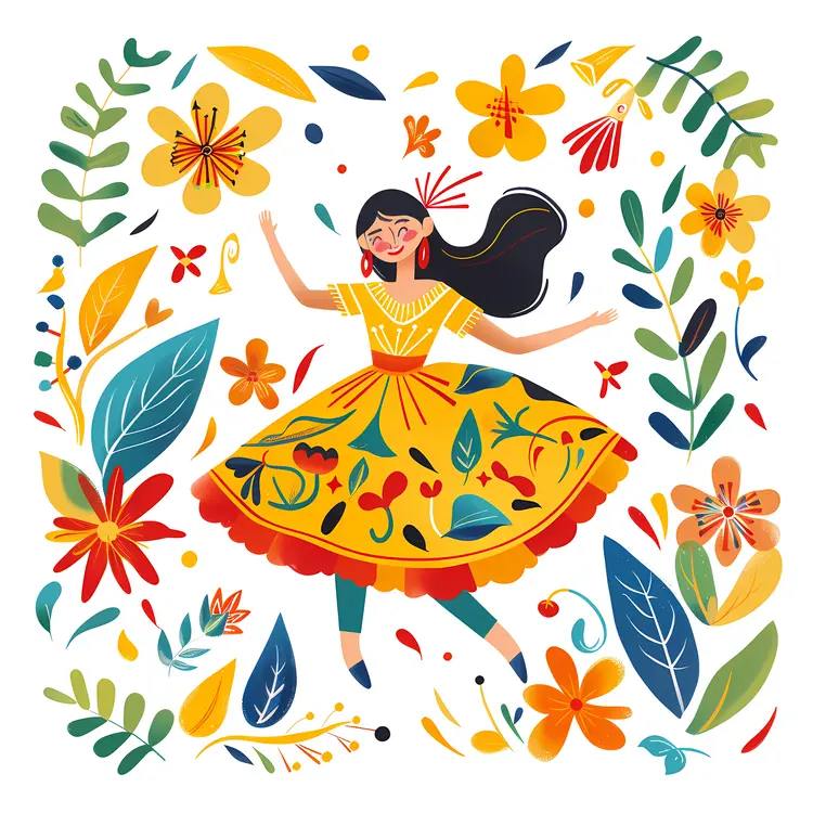 Colorful Dancing Girl Illustration