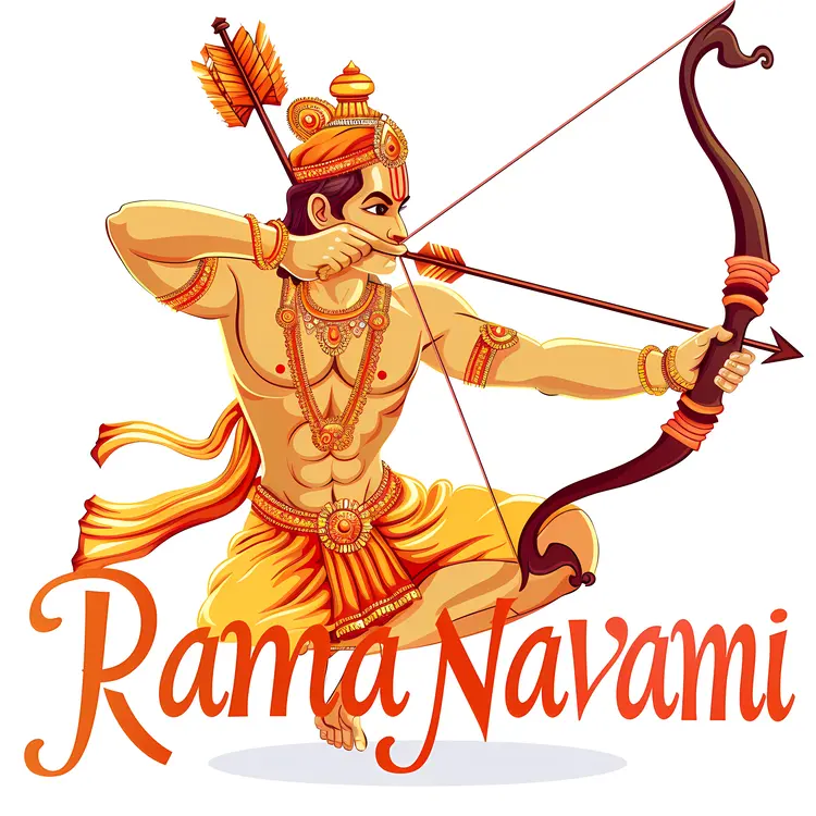 Golden Warrior with Bow Celebrating Rama Navami