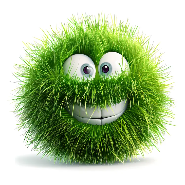 Cute Green Furry Ball with a Smile