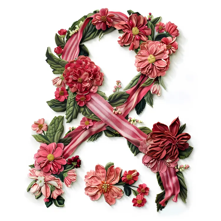 Floral Ribbon with Red Flowers