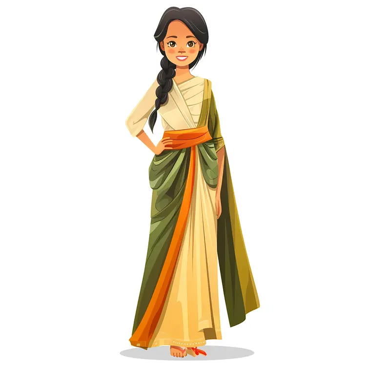 Woman in Traditional Dress Illustration