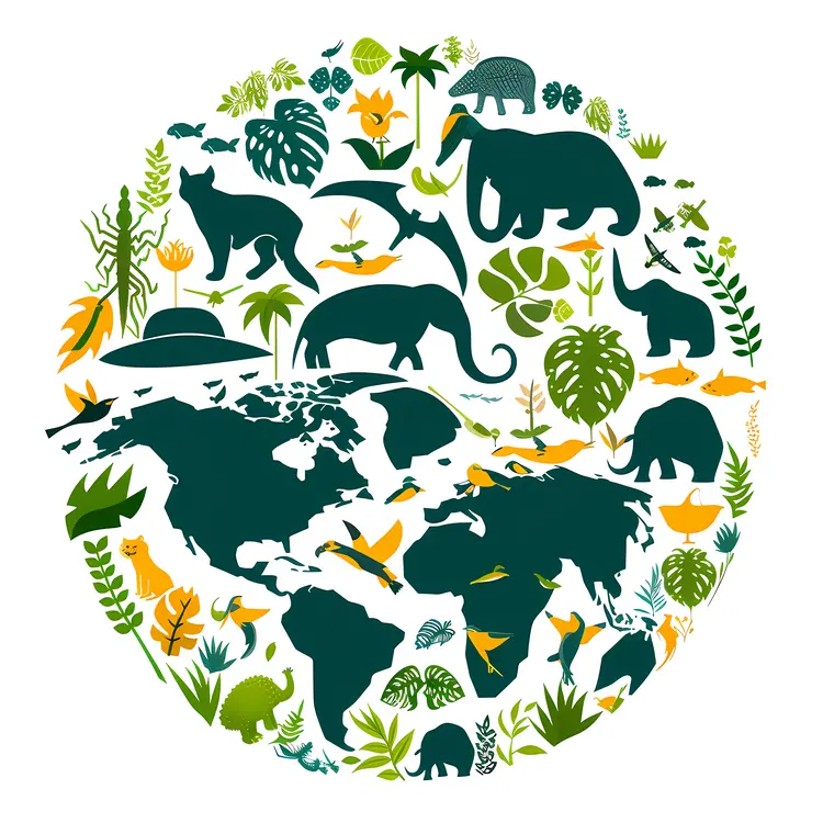 Wildlife Around the World Map
