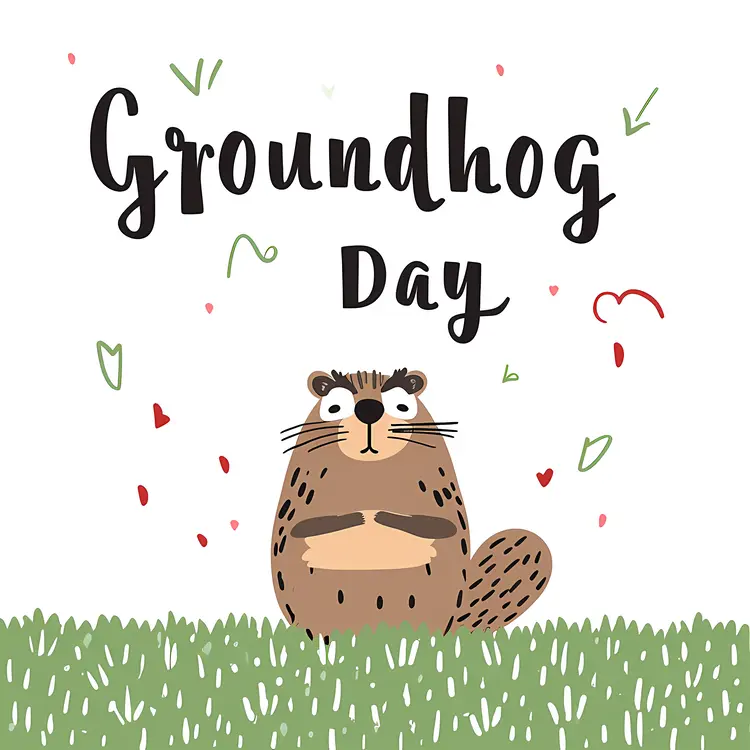 Cute Groundhog Cartoon Illustration for Groundhog Day
