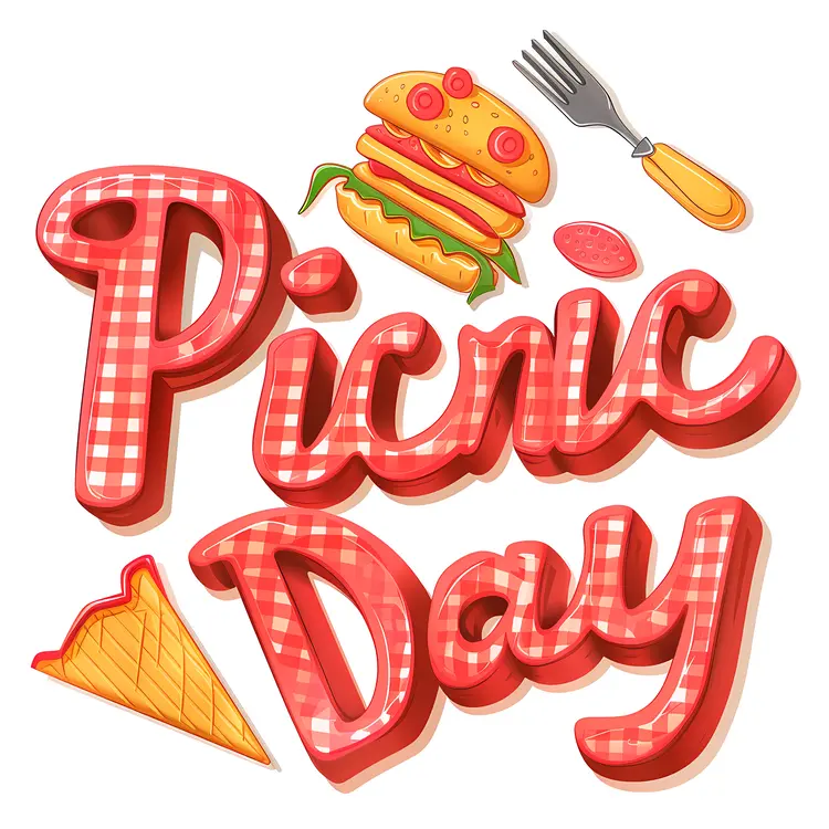 Picnic Day Typography with Food Elements