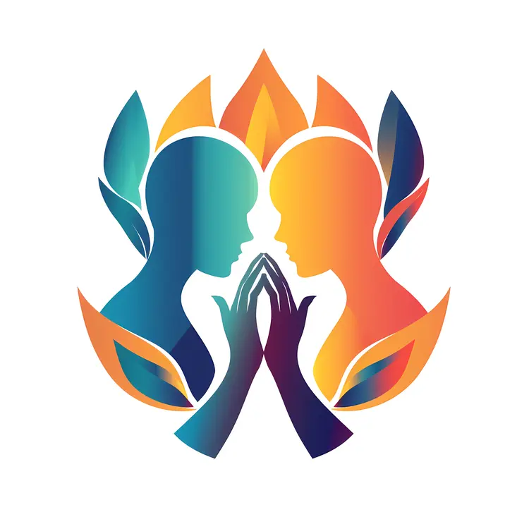 Colorful Silhouettes of a Couple in Abstract Art